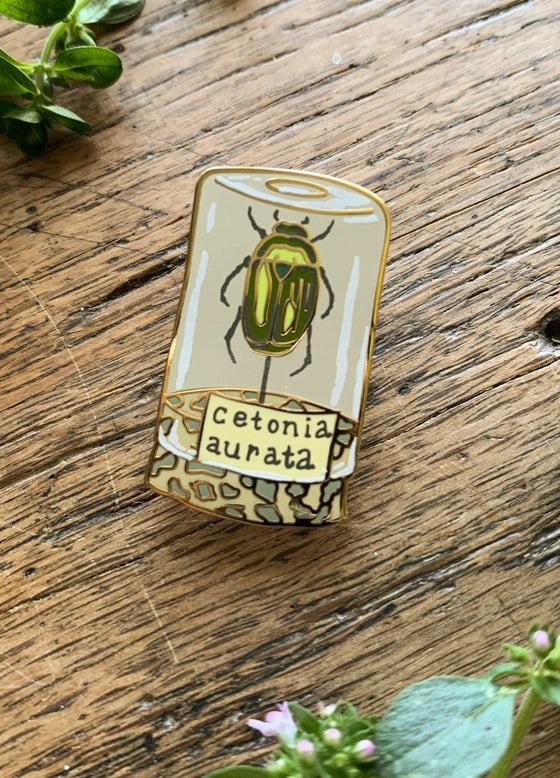 Beetle Specimen Jar Enamel Pin
