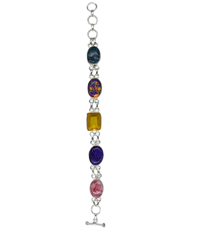 Citrine, Calsilica, Jasper, and Cherry Quartz Bracelet
