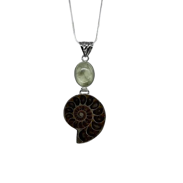 Ammonite and Green Quartz Necklace