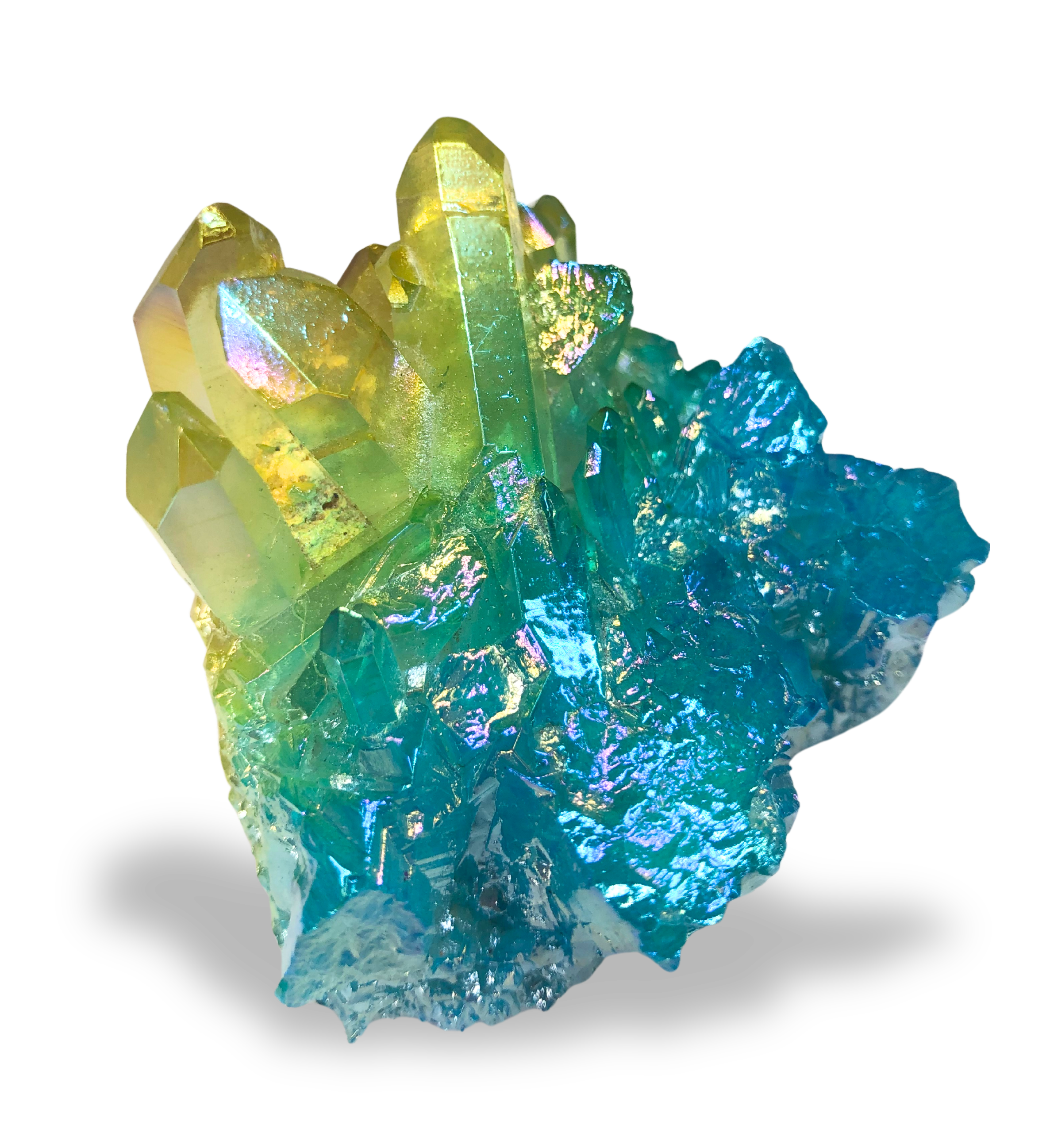 Blue and Yellow Aura Quartz Cluster $30.00