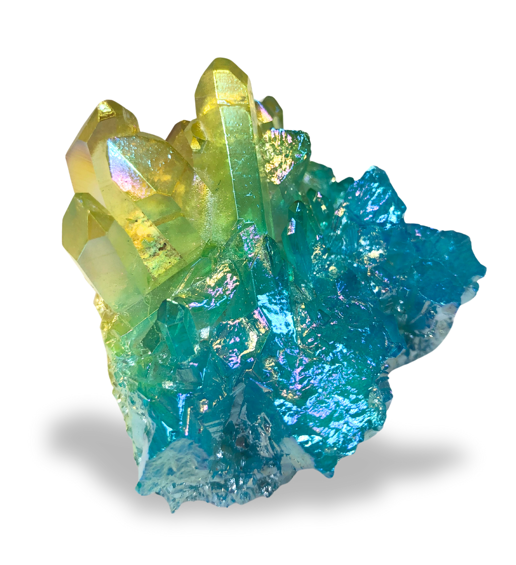 Blue and Yellow Aura Quartz Cluster $30.00