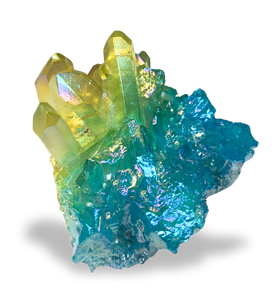 Blue and Yellow Aura Quartz Cluster $30.00