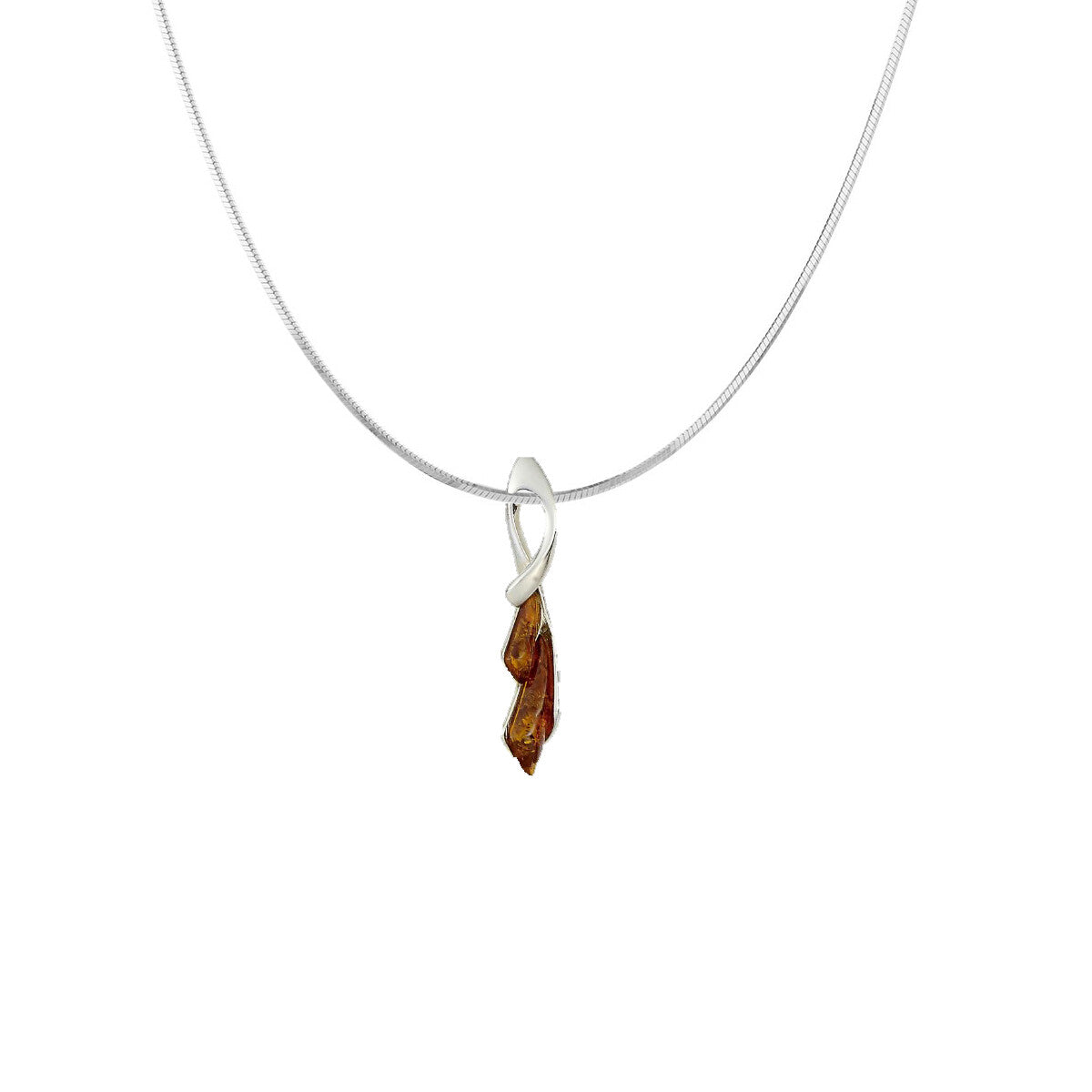 Triangular Leaf Amber Necklace