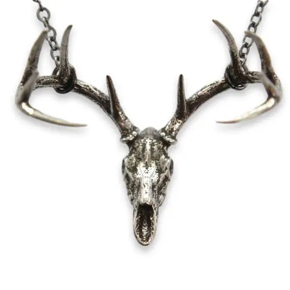 Deer Skull White Bronze Necklace