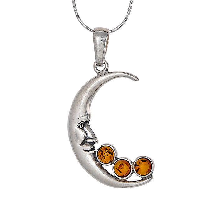 Large Amber Moon Necklace