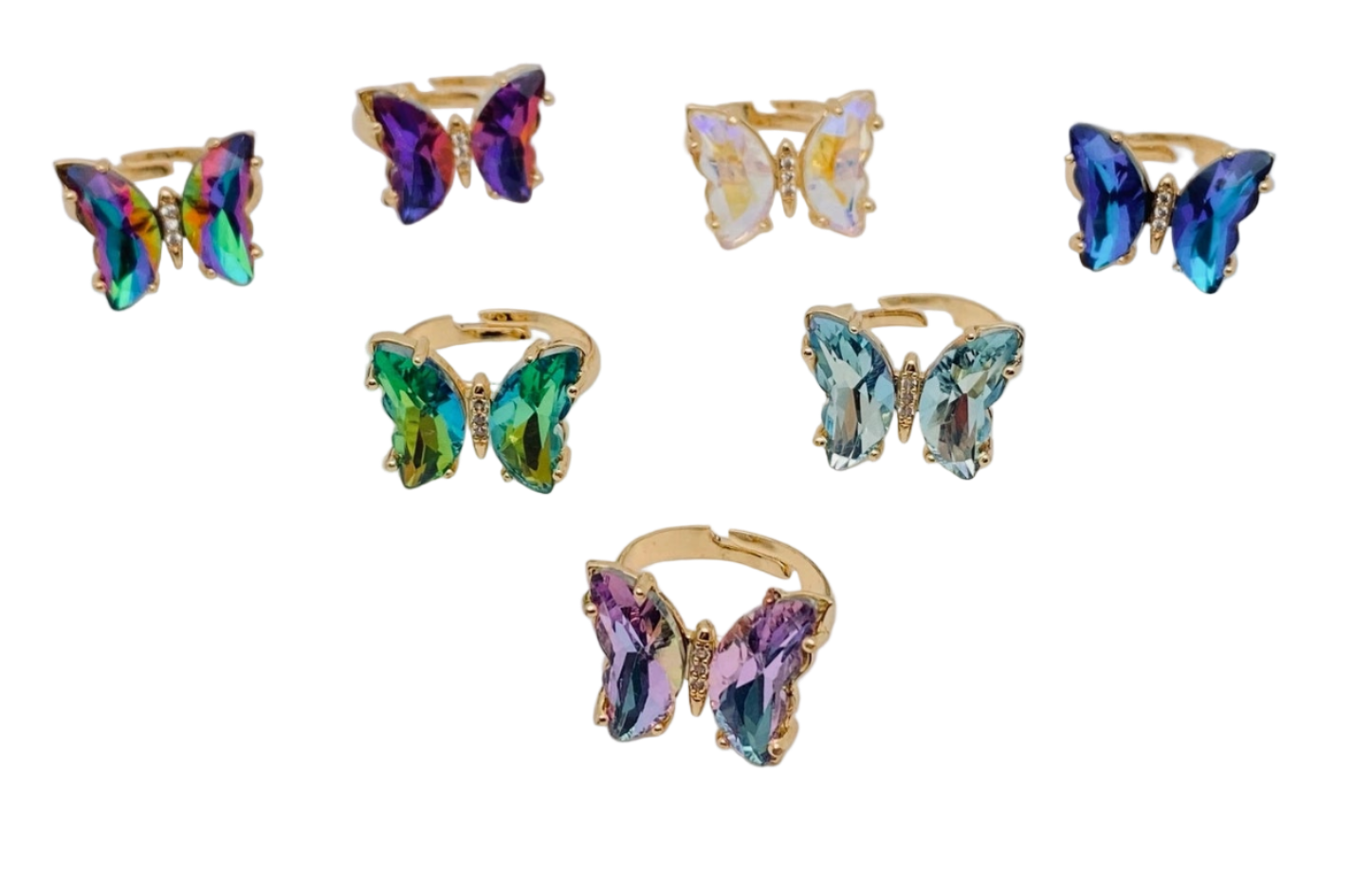 Gradient Glass Butterfly Ring