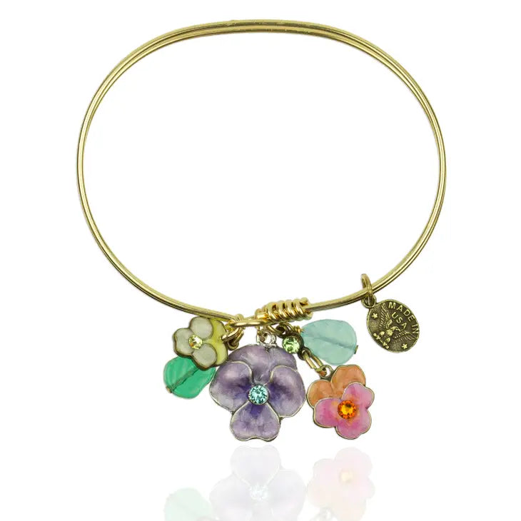 Pansies for Thoughts Crystal Jumble Bangle Bracelet