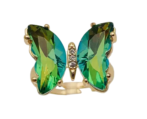 Gradient Glass Butterfly Ring