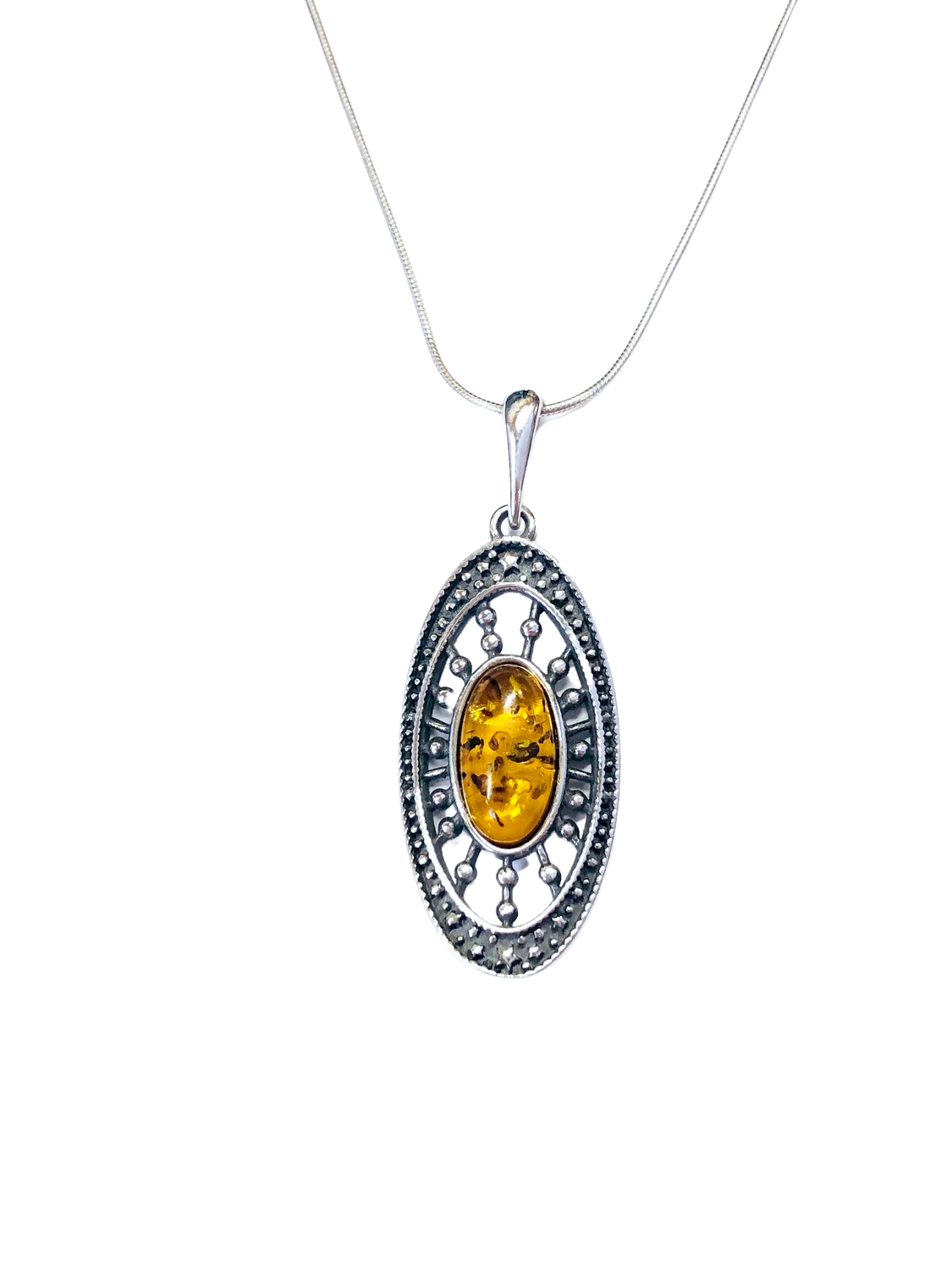 Oval Dotted Amber Necklace