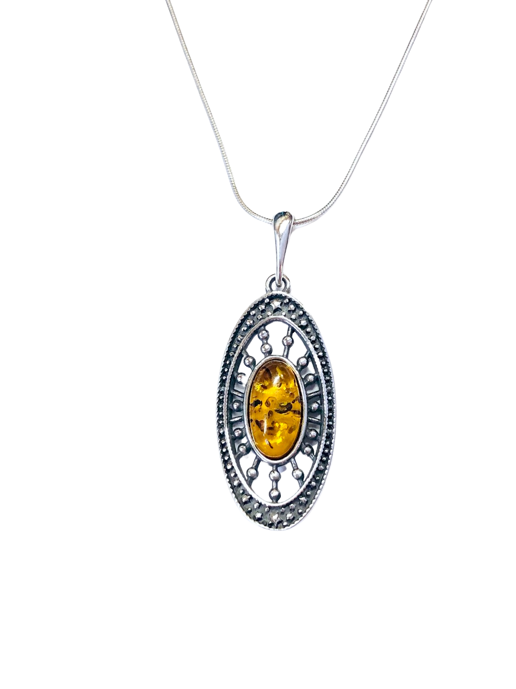 Oval Dotted Amber Necklace