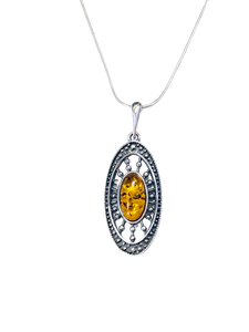 Oval Dotted Amber Necklace