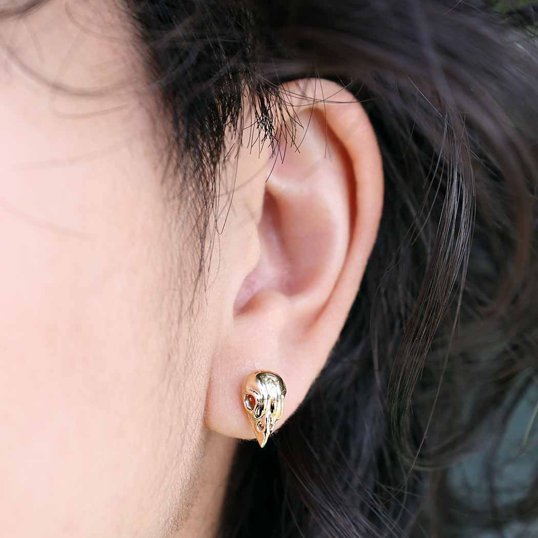 Sparrow Skull Post Earrings