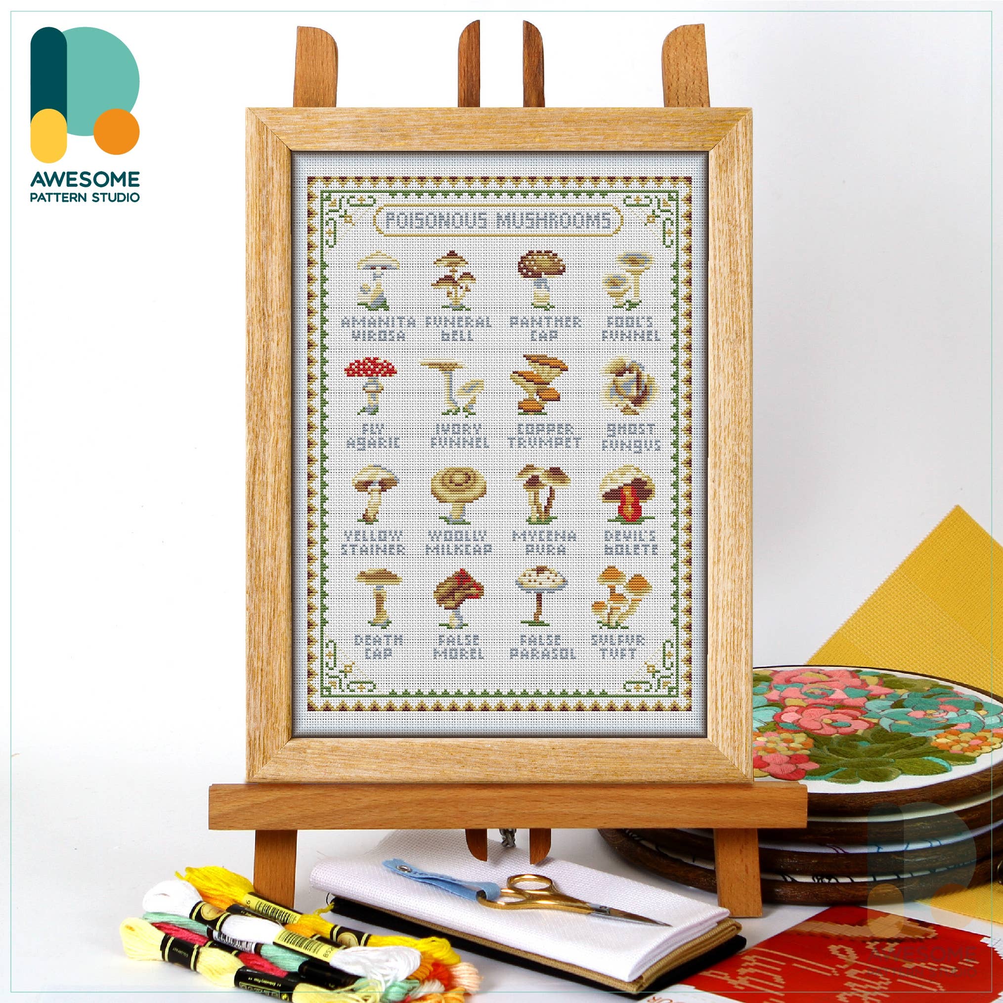 Poisonous Mushrooms Counted Cross Stitch Kit