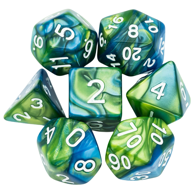 Blue and Green Color Mixed Acrylic Dice