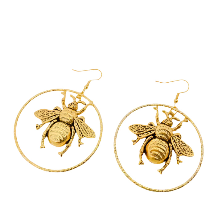 Bee Hoop Earrings