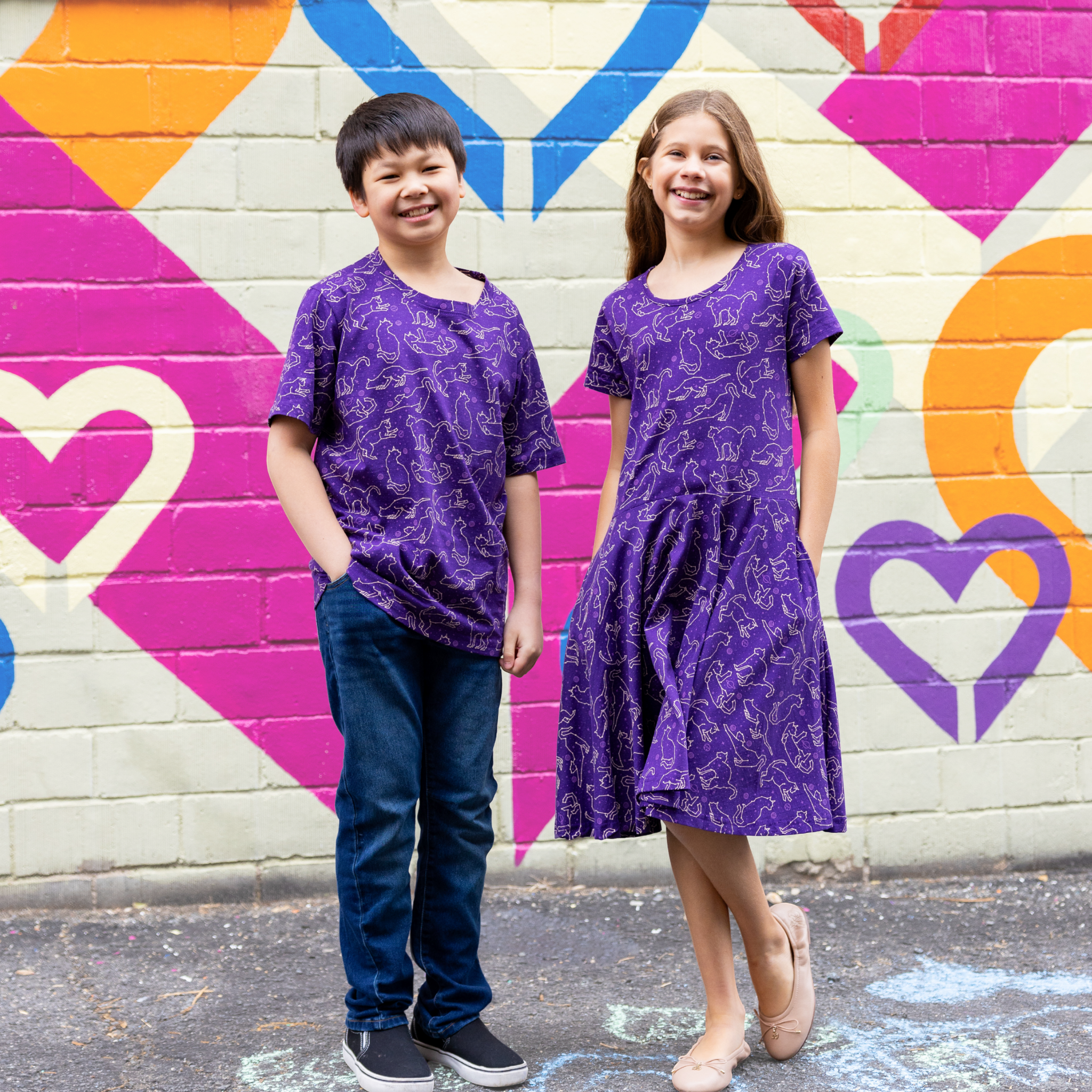 Cats Constellations Glow-In-The-Dark Kids Twirl Dress