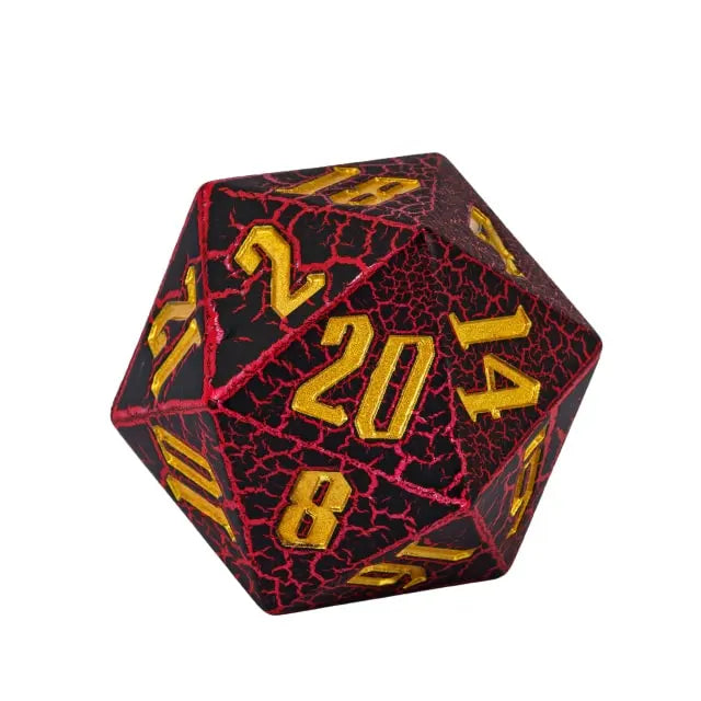 Red & Black Lava Crackle D20 Resin Dice