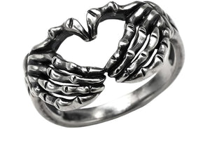 Skeletal Hand Heart Ring