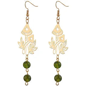 Golden Mushroom Earrings