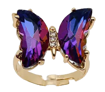 Gradient Glass Butterfly Ring
