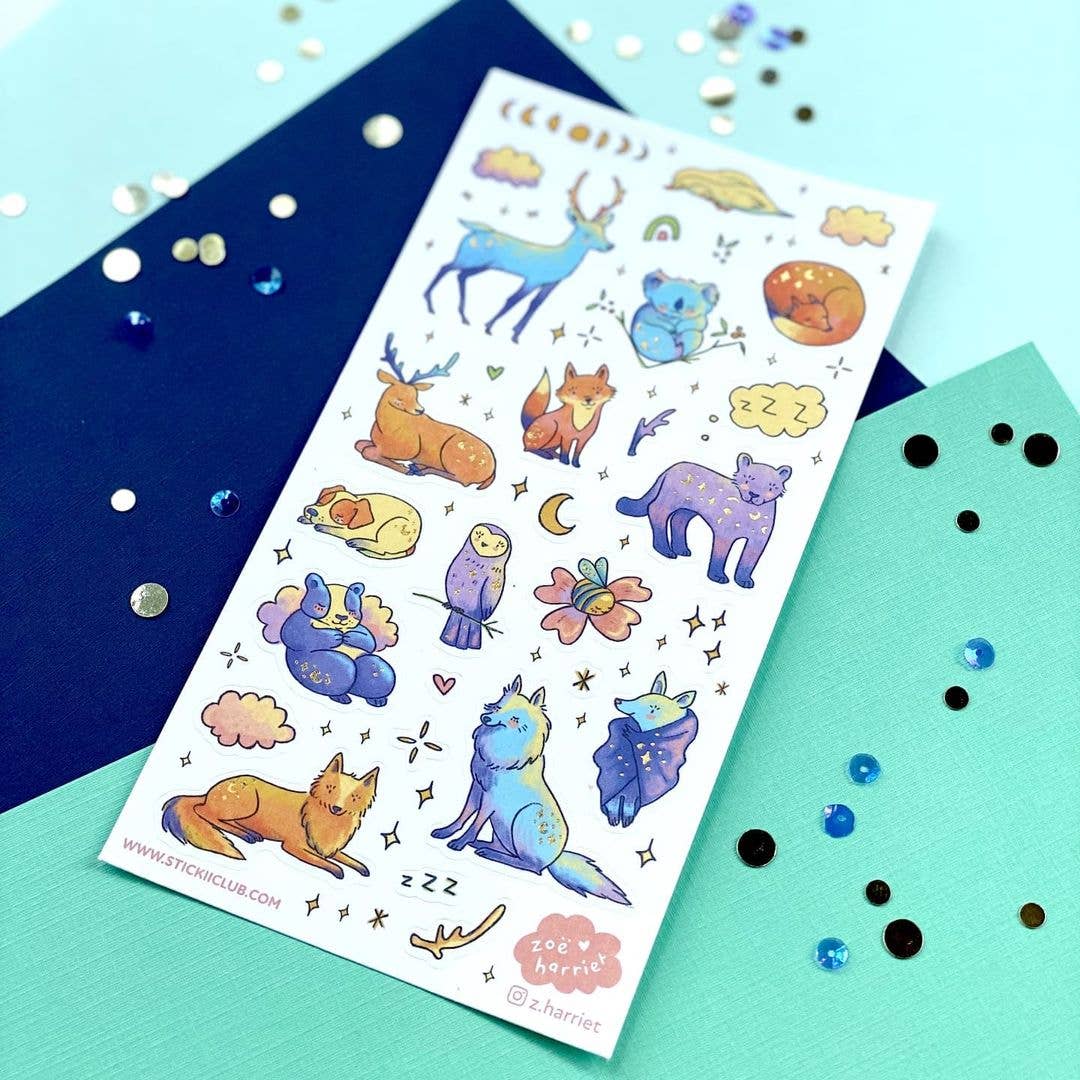 Sleepy Animals Sticker Sheet