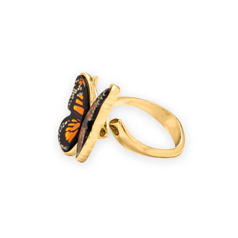 Amber Monarch Butterfly Ring $60.00