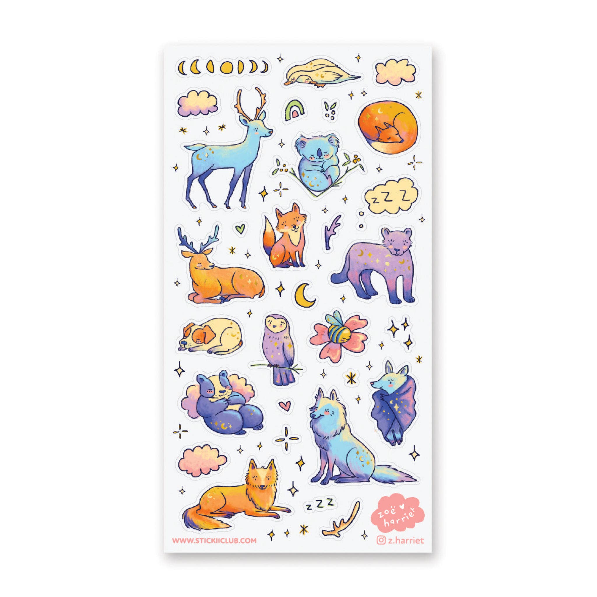 Sleepy Animals Sticker Sheet