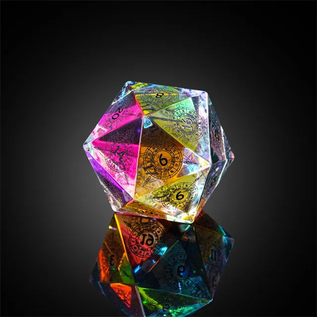 Rainbow Crystal Zodiac D20 Dice