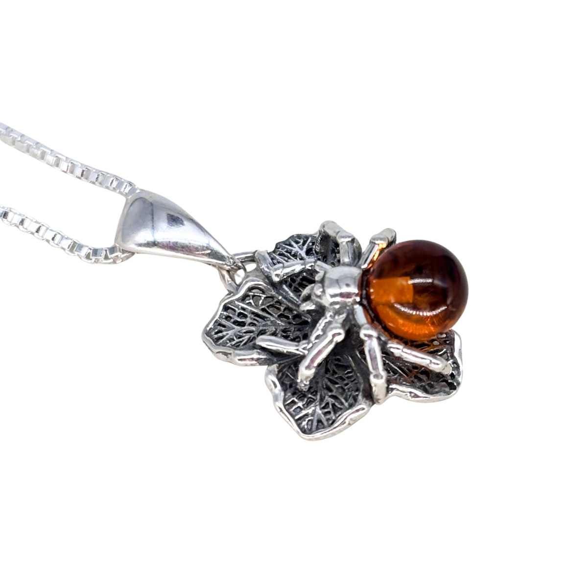 Amber Spider Flower Necklace