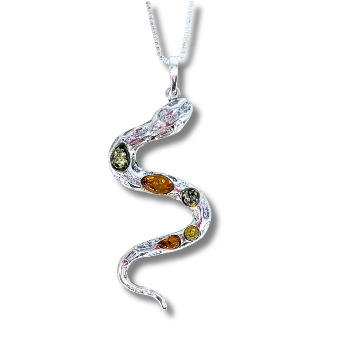 Snake Necklace with Amber