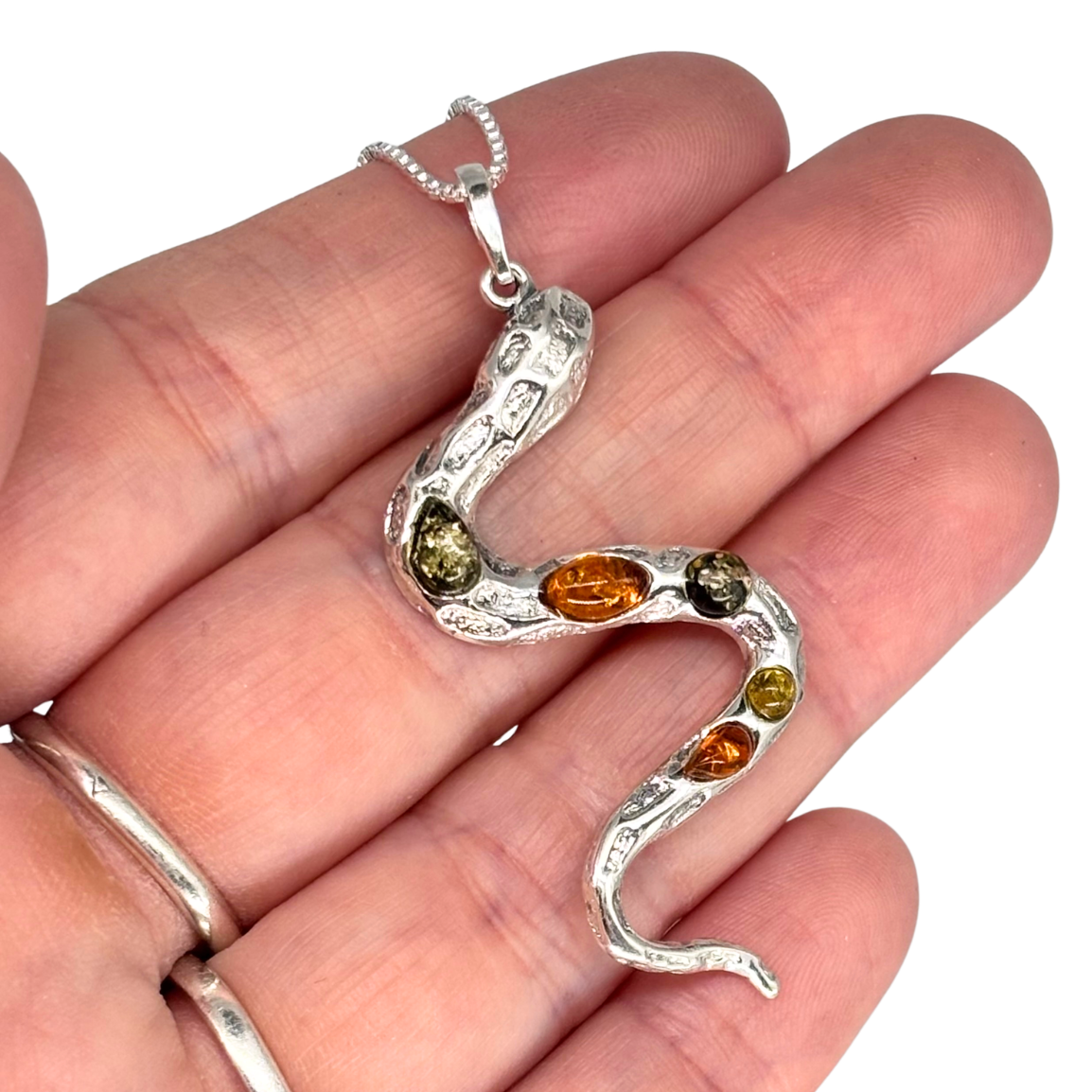 Snake Necklace with Amber
