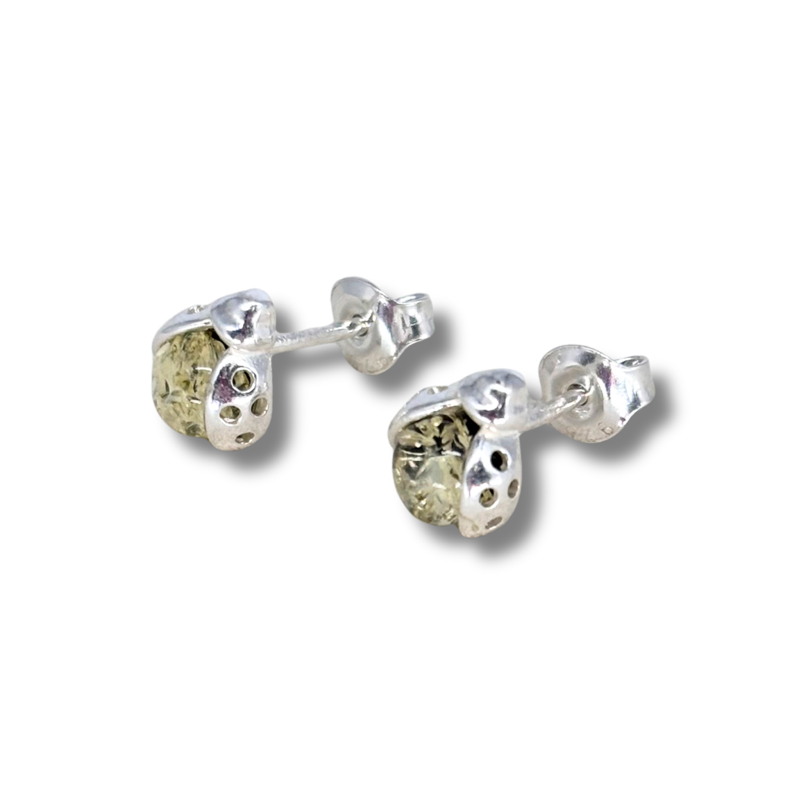 Ladybug Studs in Amber