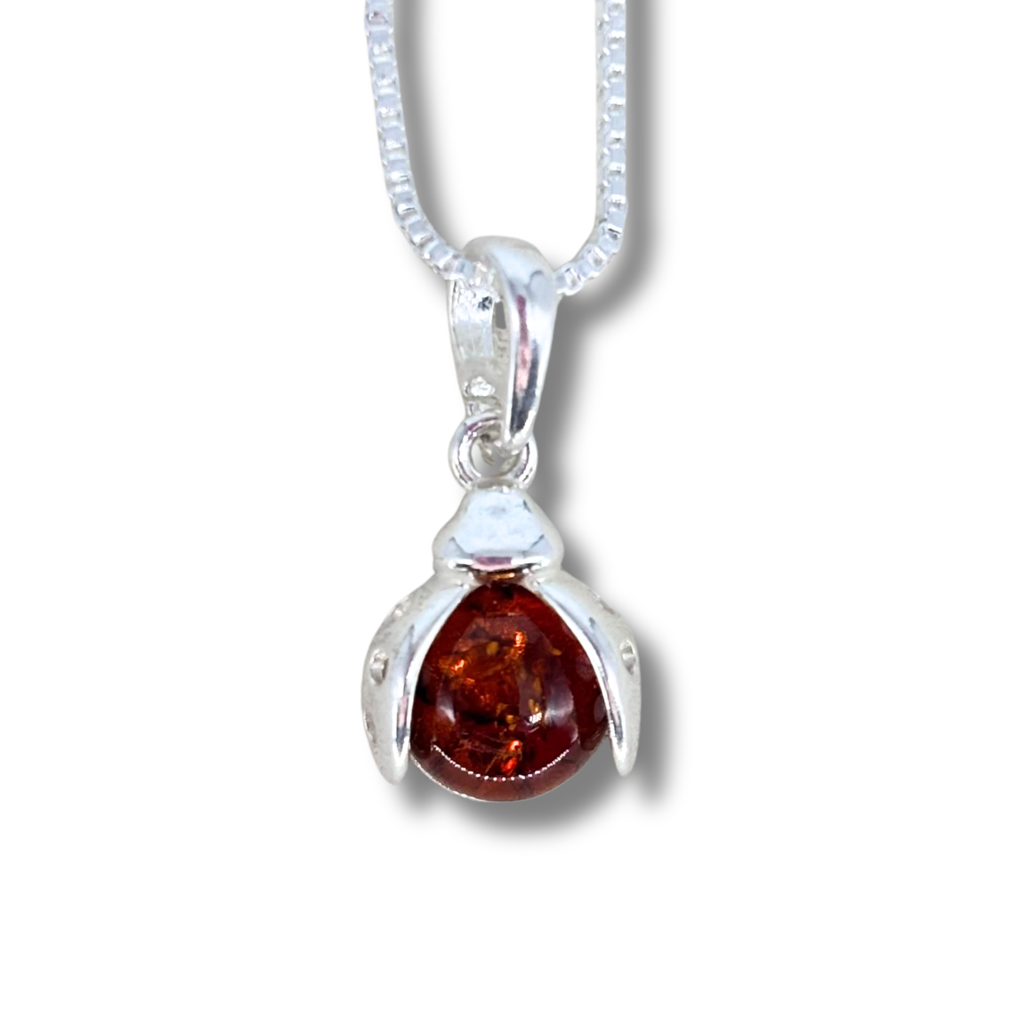 Ladybug Necklace in Amber