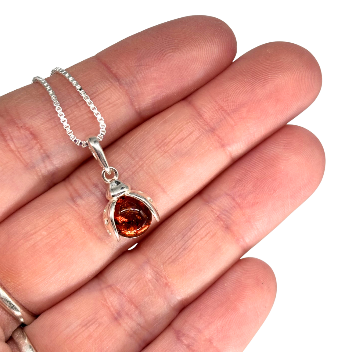 Ladybug Necklace in Amber
