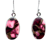 Red Rose Dahlia Turquoise Earrings