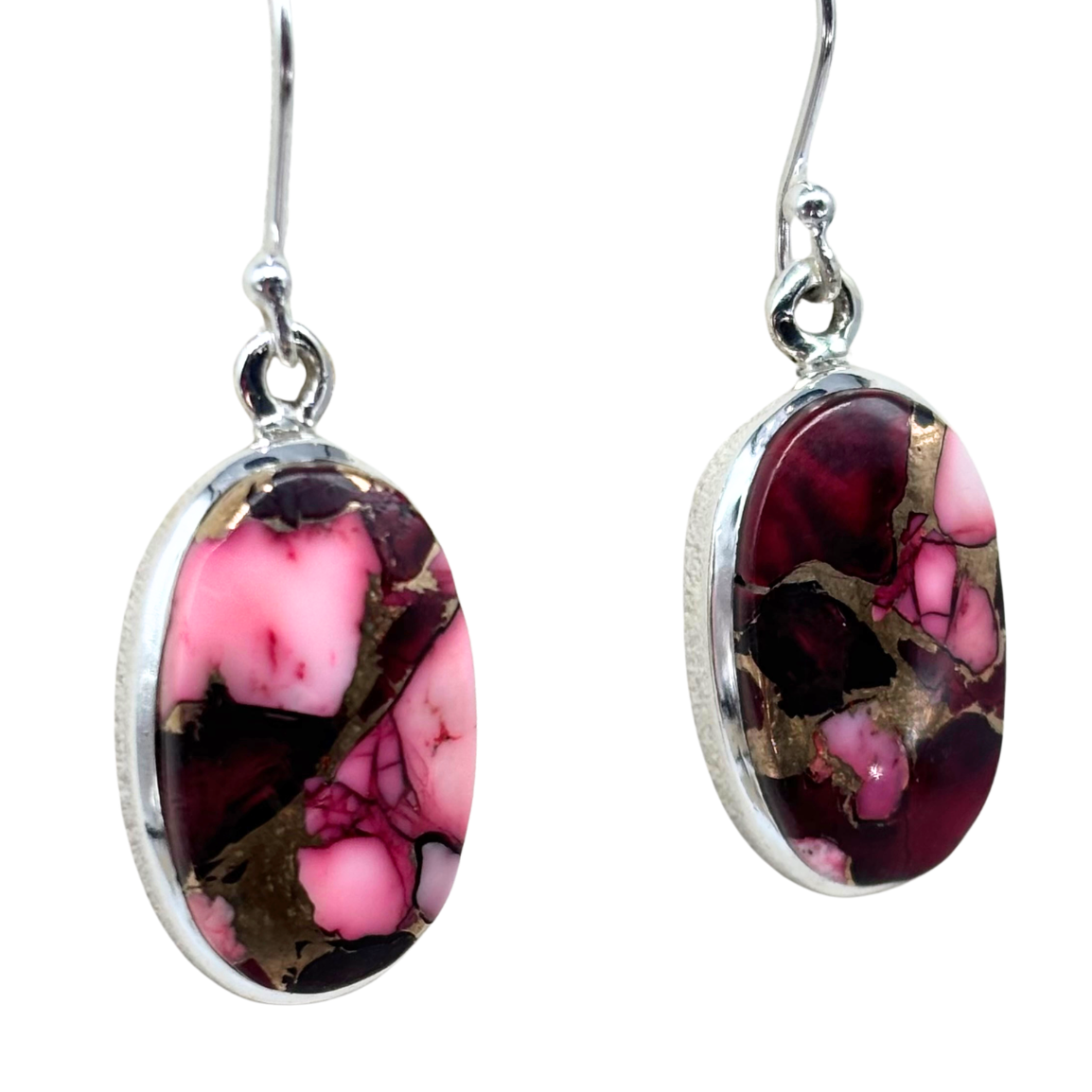 Red Rose Dahlia Turquoise Earrings