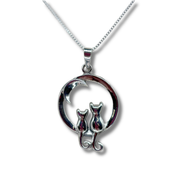 Cats & the Crescent Moon Necklace