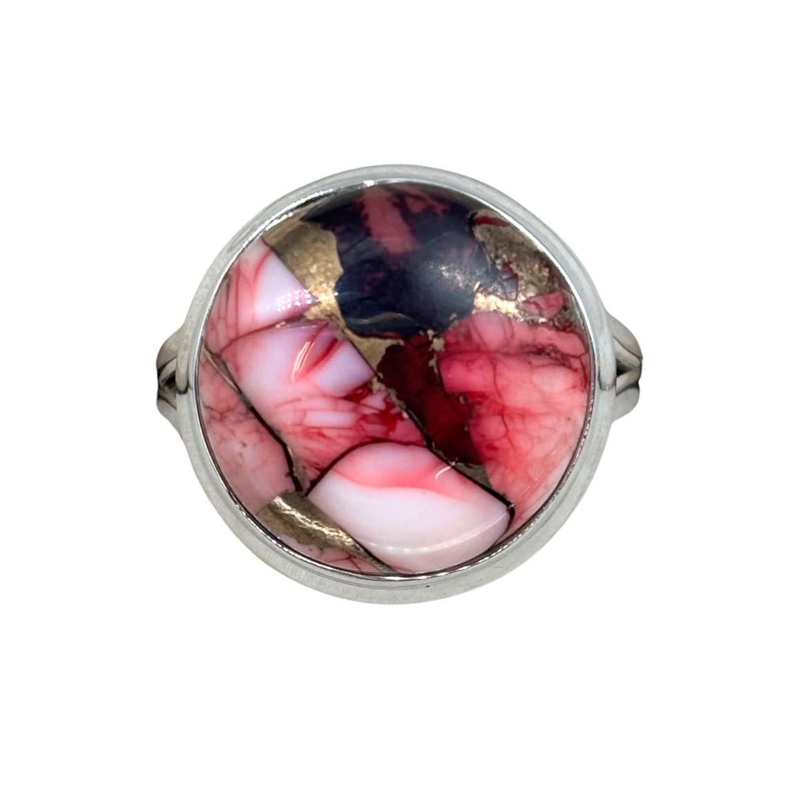 Red Rose Dahlia Turquoise Ring