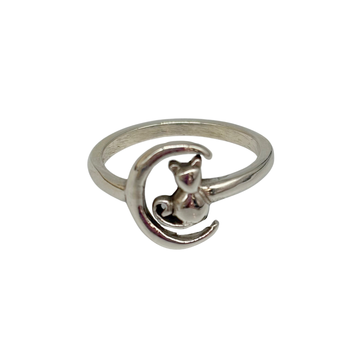Cat Crescent Moon Ring