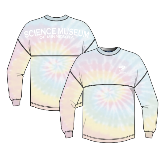 Science Museum of Minnesota Rainbow Spiral Tie-Dye Long-Sleeve Logo Shirt (Youth)