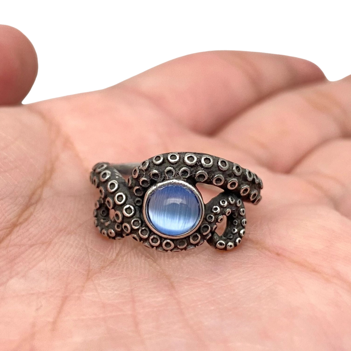 Blue Gemstone Octopus Tentacle Ring