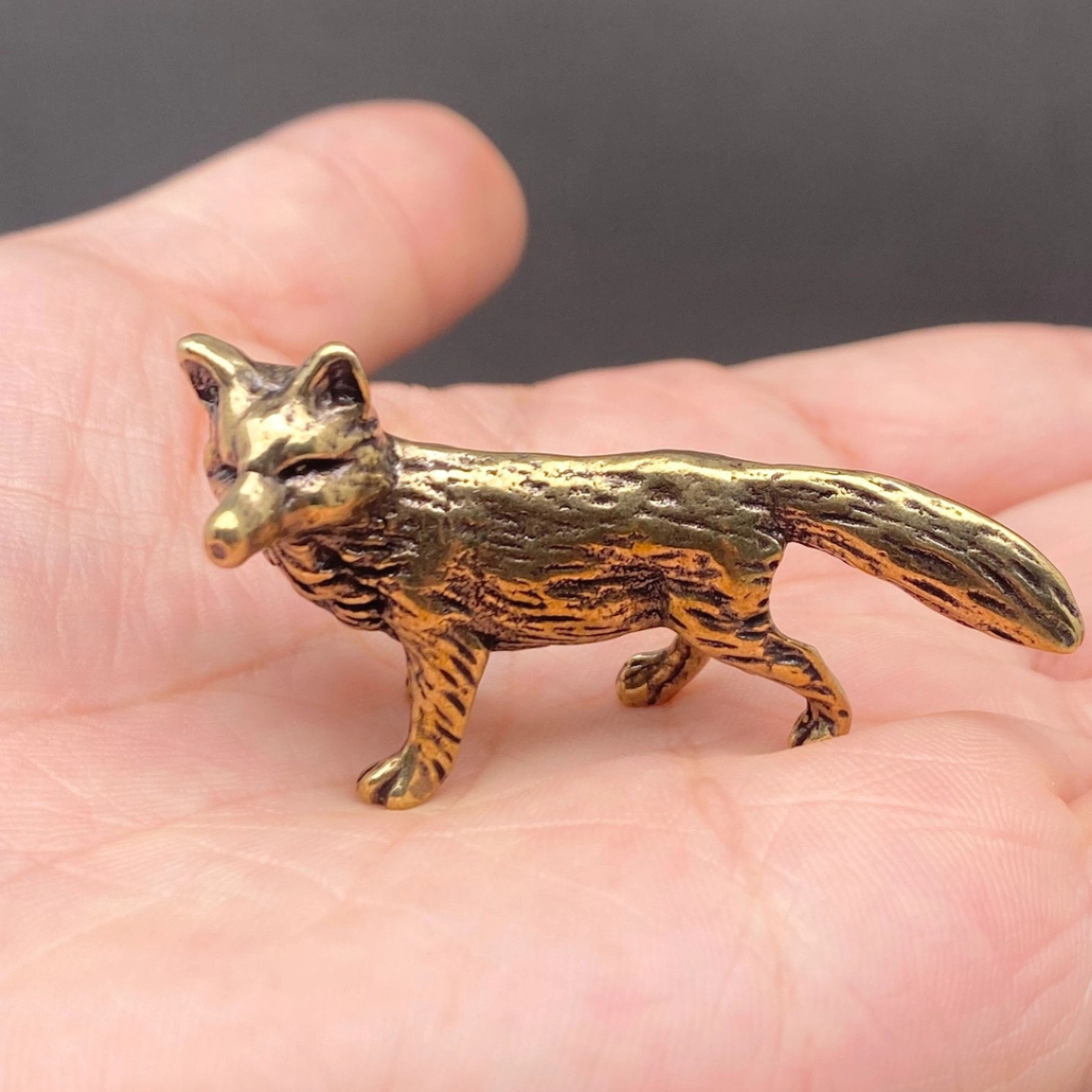 Brass Standing Fox Figurine