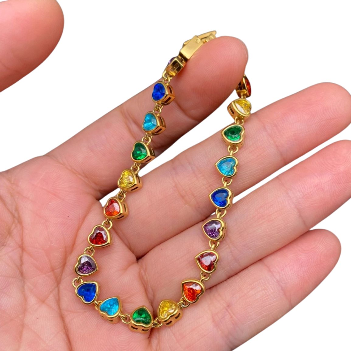 Sparkling Rainbow Heart Bracelet