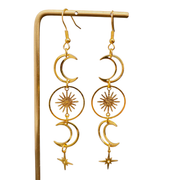 Golden Hollow Moon Earrings