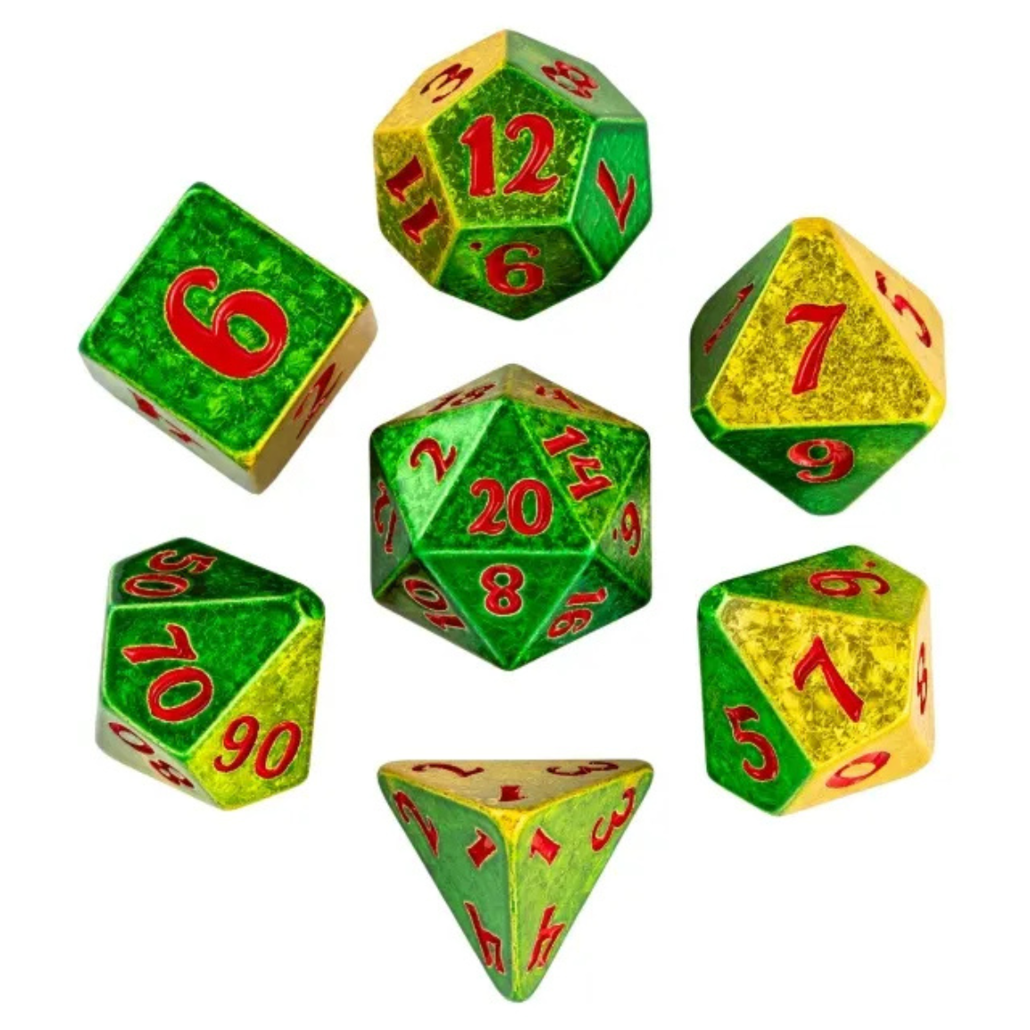 Green & Yellow Color-Shifting Electroplated Dice