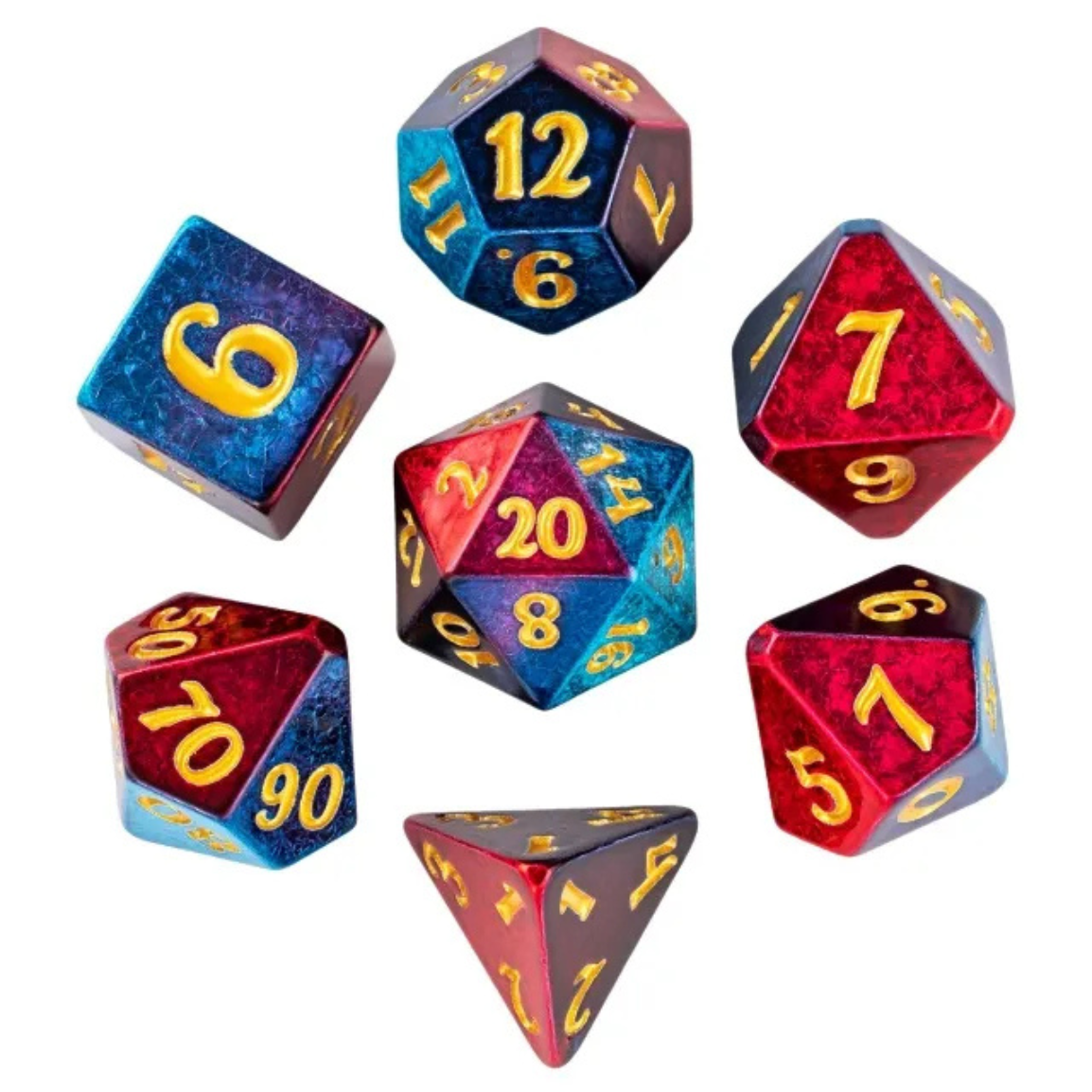 Blue & Red Color-Shifting Electroplated Dice
