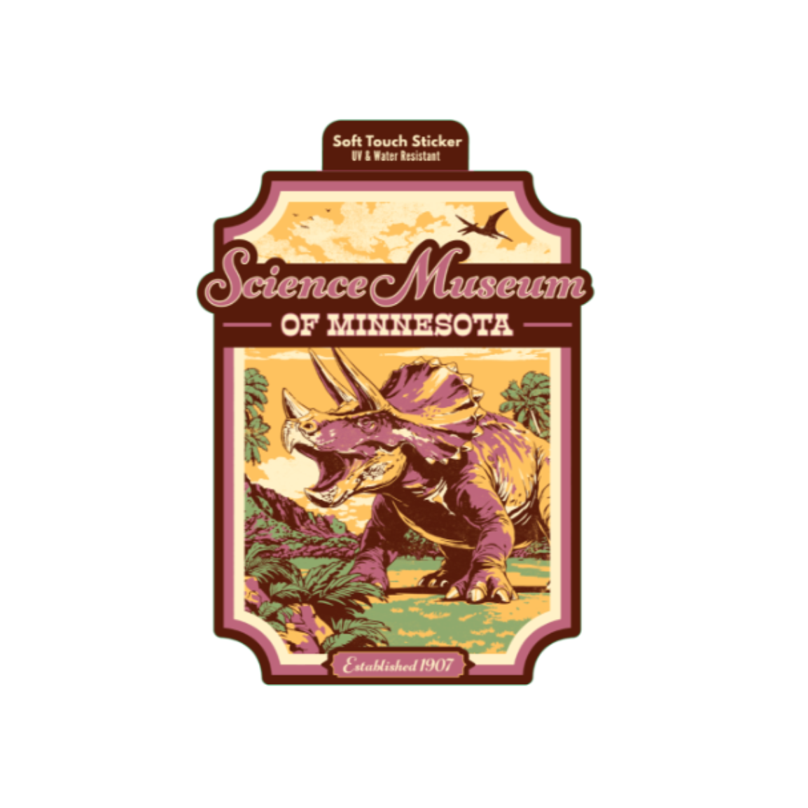 Retro Triceratops Museum Sticker