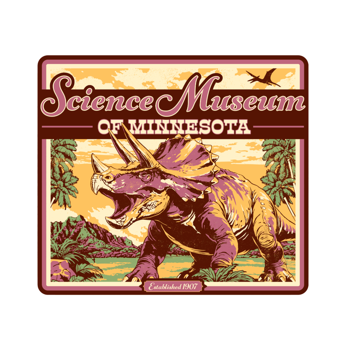 Science Museum of Minnesota Metal Triceratops Sign