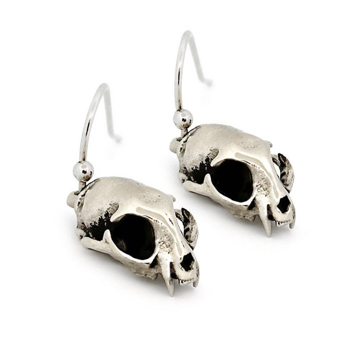 Domestic Cat Skull Earrings