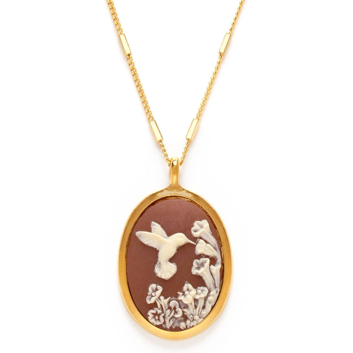 Vintage Hummingbird Cameo Necklace